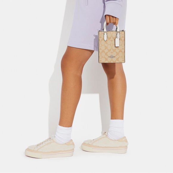 NWT Coach North South Mini Tote In Signature Canvas Lt Khaki Chalk CJ494 RARE - Picture 9 of 10